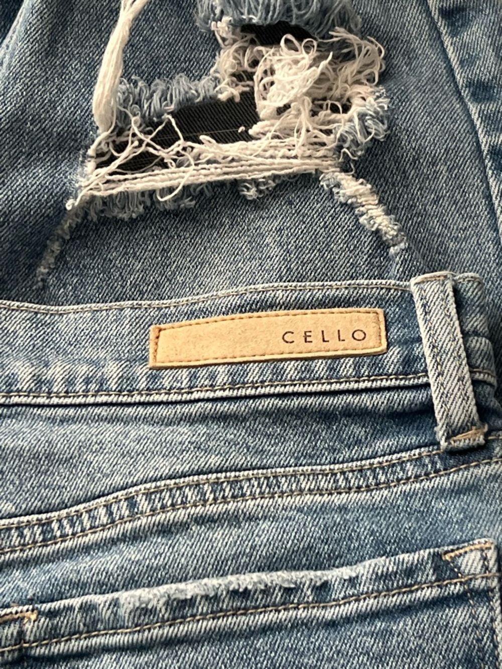 Cello Light Blue Distressed High-Rise Jeans, Size 7 - Picture 9 of 11